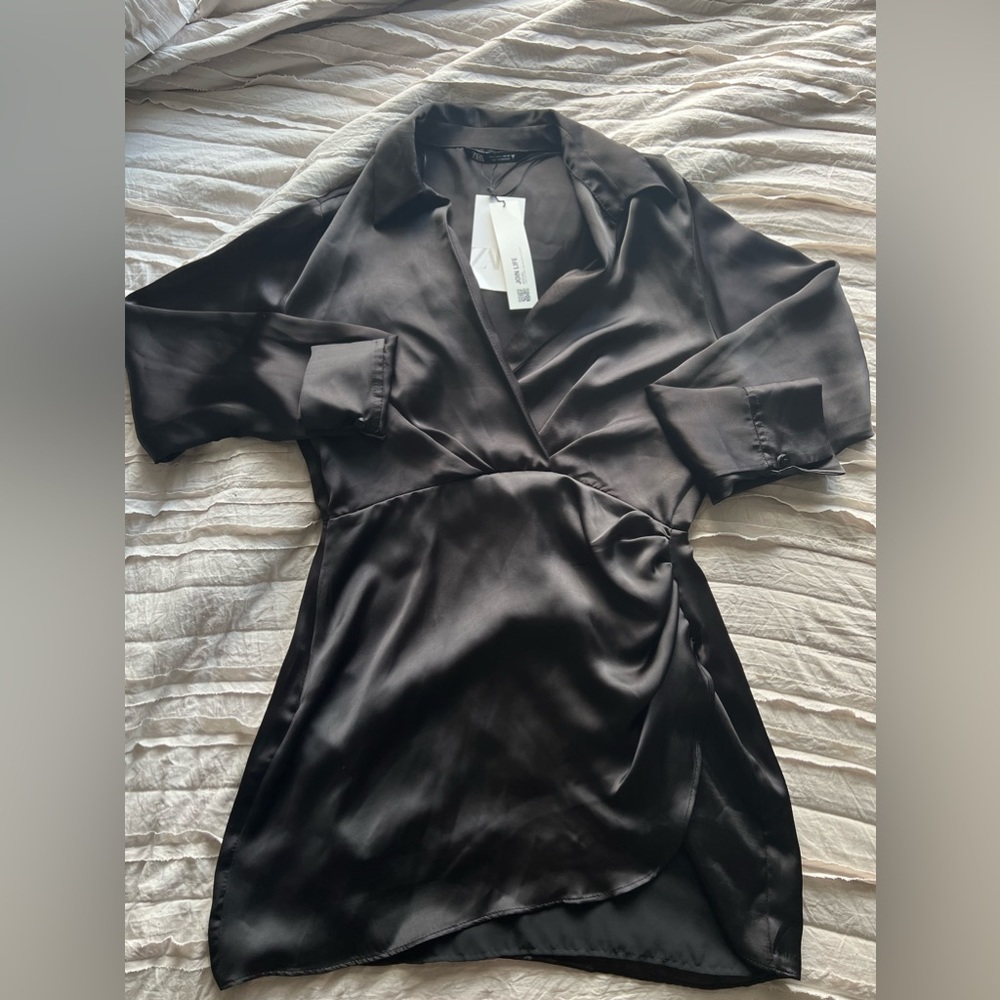 Zara Satin Black Dress